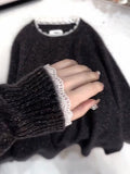 Korean Lazy Lace Sweater Women 2025 New Loose Soft Glutinous Super-Looking White Knitted Shirt