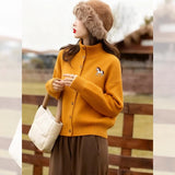 White Pony Turtleneck Sweater Cardigan Women's Autumn And Winter Languid Wind Loose High Sense Daily Commute Knitted Coat
