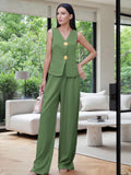 Spring And Summer Women's Fashion Button Trousers Casual Two-Piece Set Of Women