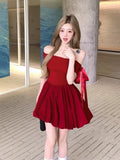 French Word Shoulder-To-Shoulder Black Dress Women's Summer 2026 New Hepburn Style Ponbilling Buds Short Skirt