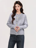 Autumn And Winter Thick Collar Knitted Cardigan High-End Inside Wearing Sweater Coat Loose Thin Sleeve Topess