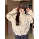 High-Necked T-Necked Zip Open Shirt Sweater 2025 New Autumn And Winter Thick Lazy Collar Knit Coat