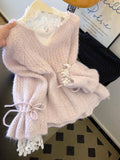 Purple Gentle Wind Thick Knitted Sweater Women Autumn Winter Korean Atmosphere Relaxed Soft Long Sleeve V Collar Blouse Tide