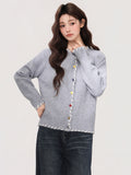 Autumn And Winter Thick Collar Knitted Cardigan High-End Inside Wearing Sweater Coat Loose Thin Sleeve Topess