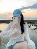 Sunscreen Air-Conditioning Hooded Women 2025 New Thin Wooden Ear Long Sleeve Loose T-Shirt On The Clothes Summer