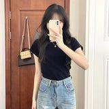 Positive Shoulder Basic T-Shirt Women's Short-Sleeved Summer 2025 New In-Bottom Shirt Small Retro Body Dress