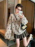 Kiss Wave Nods Sweater Women 2025 New Autumn And Winter Thick Loose Leisure Lazy Wind Inside The Knitting Shirt