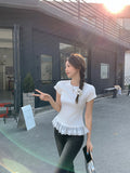 Ballet Style Lace Lace Collar Short-Sleeved T-Shirt Women 2026 Spring And Summer Pure Desire To Wear A Bottom Shirt Top