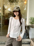 White Casual Flower Long-Sleeved Knitted T-Shirt Women 2026 Early Autumn Design Feeling Inside The Bottom Shirt Top