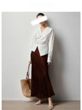 New Spring/Summer French White V-Neck Shirt Women Irregular Small And Unironed White Shirts