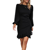 Dili 2025 Spring And Summer New Women's Temperament Bubble Sleeve Net Color Dress