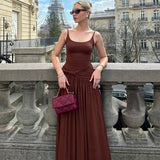 2025 Autumn New Women's Dress French Sexy Sling Dress Waist Thin Temperament A-Character Dress