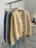 Gentle Retro Age-Retro Puppy Embroidered Color Buckle Round Collar Knitted Cardigan Woman 2025 Autumn Small Sweater Coat