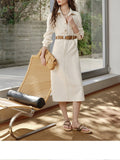 Commuting Aesthetic Texture Twill Imitation Of The Denim New Shirt Straight Dress Inside The Skirt Skirt