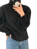 High-Necked Hooded Sweater Woman In The Autumn And Winter Of 2025 Lazy Wind Soft Glutinous Loose Pile Pile Knitted Bottom Shirt