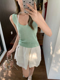 2026 Summer New Fashion U Tie Sling Vest Women's Seaside WearÐÞ-In-Sleeve-Free Small Top