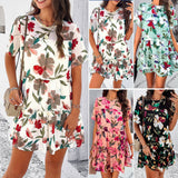 Dili Dress 2025 Spring And Summer Women's Leisure Holiday Printing Short-Sleeved Dress