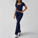 Dilu 2025 Spring/Summer Y2K Casual Sports Style Solid Color Exposed Umbilical T-Shirt Long Pants Suit Women's Clothing