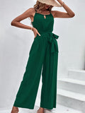 Temu Commuting Trousers With Belted Jumpsuit 2025 Summer New Sleeveless Broad-Legged Jumpsuit