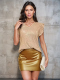 Summer New Sexy V-Neck Lotus Leaf Plug-In Sleeve Sleeve Sleeve Blouse Short-Sleeved T-Shirt Girl