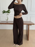 Dili Casual Holiday Long-Sleeved Vest Trousers Two Sets Of Women's Clothing 2025 Autumn And Winter