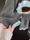 Korean High-End Zipper Knitted Jersey Autumn And Winter Lazy Leisure College Soft Sweater Jacket