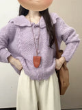 Purple Shawl Sweater Lazy Knitted Shirt Jacket Woman 2025 New Look Good Early Autumn Wear Top