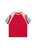A39# (21 Ultra-Shuang Cotton 220-Gram Sorona Thread) Pure Cotton Shoulder-Collision Color Version Of Short-Sleeved T-Shirt