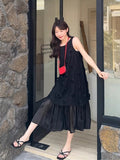 Pink Three-Dimensional Flower Sleeveless Vest Dress Sanya Seaside Holiday Dress Temperament Fake Two Dresses Women's Summer