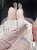 Sweet And Comfortable French Small Scented Fake Two V-Neck Knitted Cardigan Design Sweater Small Pink Top