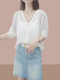 Unique Thin And Breathable Sneer Hollow Knitted Cardigan Summer New Leisure Sun Protection Shirt
