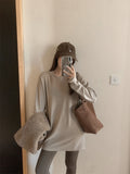 With Shark Pants In The Long-Colored Round Collar Long-Sleeved T-Shirt Women's Autumn And Winter De-Velvet Warm Jacket Inside The Coat