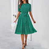 Dili Women's Clothing 2025 Spring And Summer Temperament Casual Wave Point With Long Dress Dress Dress