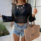Dili Y2K Sexy Fashion Hollow Long-Sleeved T-Shirt Women's Clothing 2026 Spring And Summer