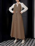 French Splicing Two Sets Of Temperament Waist Hanging Neck Dress Female Design Thin Suit Southeast Asia