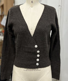 Autumn And Winter 2025 Gentle Lazy Wind Thin Waist V Collar Short Knitted Women's Sweater