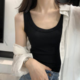 Anti-Walking Shading Lactose Thread Wide Shoulder Sling Vest Women Wearing Repair Inside The Bottom White Blouse