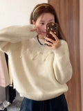 Super Good-Looking White Sea Hair Autumn And Winter Sweater Women's 2025 New Autumn Loose Lazy Knitted Shirt