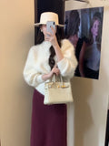 Gentle Wind Soft White Hair Jacket Sweater Women Autumn And Winter Milk Fufu Outside Wearing Loose Lazy Knitting Top