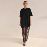 Dress 2025 New Loose Perspective Lace T-Shirt Long Women's Elegant Temperament High-Sense Skirt