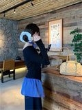 Fake Two Lattice Splicing A Shoulder-To-Shoulder Shirt Women's Autumn And Winter 2026 New Unique Special Hot Girl Top