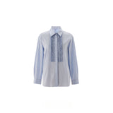 2025 Spring Blouse Windwood Ear Design Relaxed Casual Lace Collar Shirt Commuter Cotton Shirt