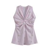 Design Sense Tucked Solid Color Sleeveless Hanging Neck Sling Vest Women Summer Seaside Waist Unique Temperament Outside The Coat
