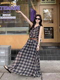 Vintage Suit Lattice Sling Sling Vest Women Summer High-Rise Half-Dress Skirt French Temperament Two-Set