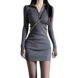 2025 New Spring Decoration Body Gray Bag Dress Thread Dress Autumn And Winter Women's Hot Sister Rear Dress