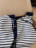Lazy Wind Stripes Clammed Long-Sleeved Knitted R-Shirt Women's Spring And Autumn 2025 New Fashion Loose Sweater Coat