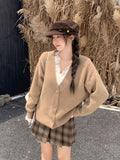 Korean New Autumn And Winter Wearing Wool Knit Sweater Jacket Cardigan Loose Thin Silk Scarf Design Top Woman