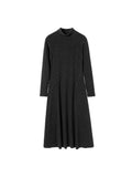 Winter Thicker Two High-Collar Knitting Dress Women Autumn And Winter Black Long Sleeve Slimming Long