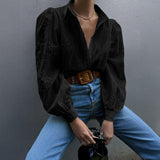 Dili 2025 Spring And Summer Casual Loose Fashion Hollow Bubble Sleeves Top Women's Clothing