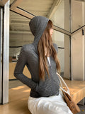 Korean V-Neck Pocket Zippered Striped Long-Sleeved Jacket 2026 Early Autumn New Loose Short Top Cardigan Woman